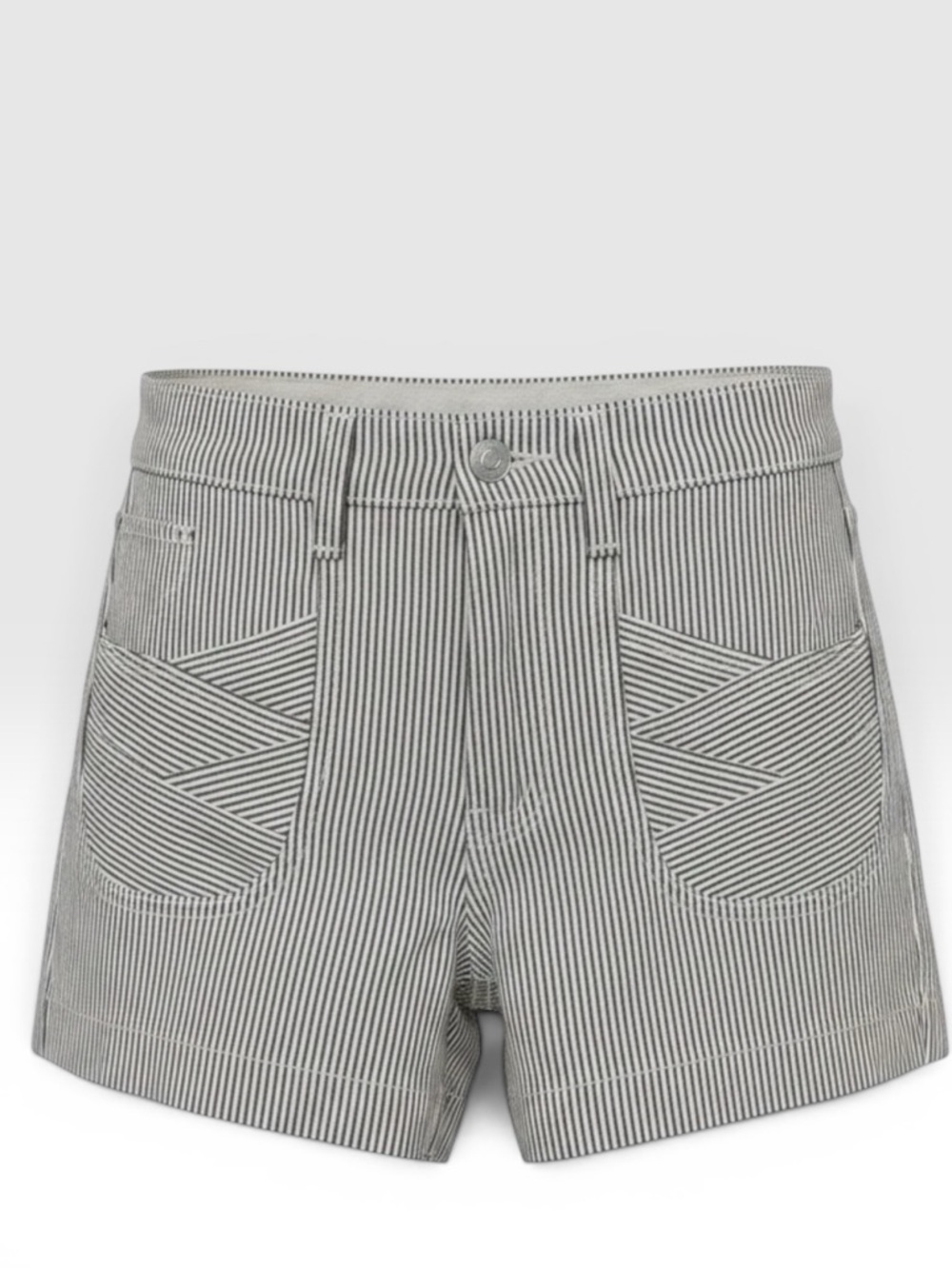 7 For All Mankind Black & White Pinstripe High-Waist Shorts
